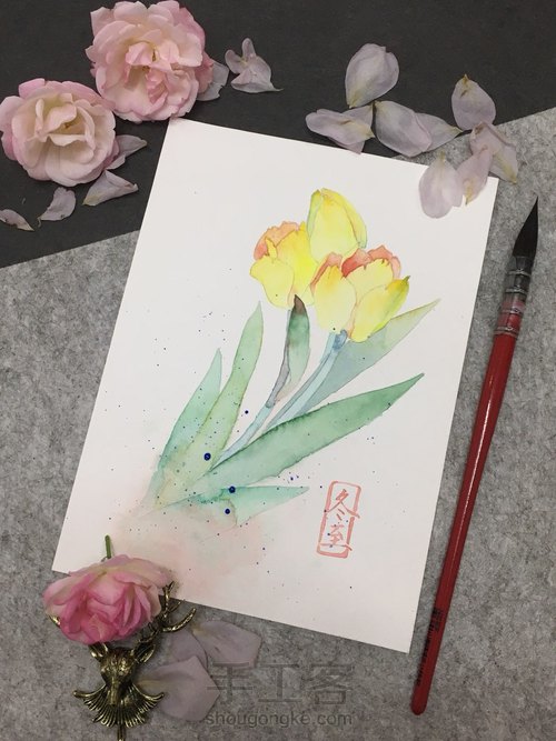 （原创）水彩郁金香 第8步