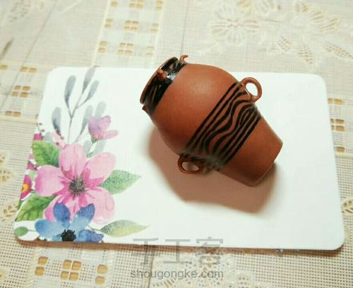 软陶仿涡纹彩陶罐 第3步