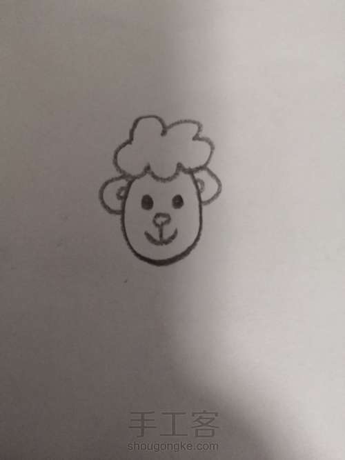 儿童简笔画羊 第3步