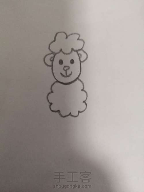 儿童简笔画羊 第4步