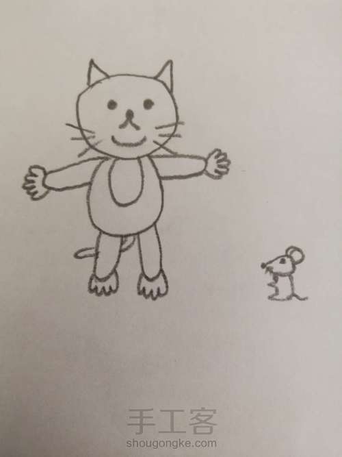 猫和老鼠简笔画 第11步