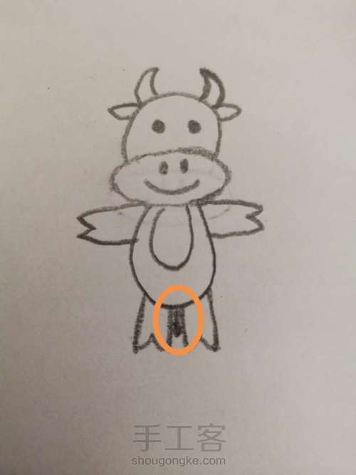 儿童简笔画牛 第5步