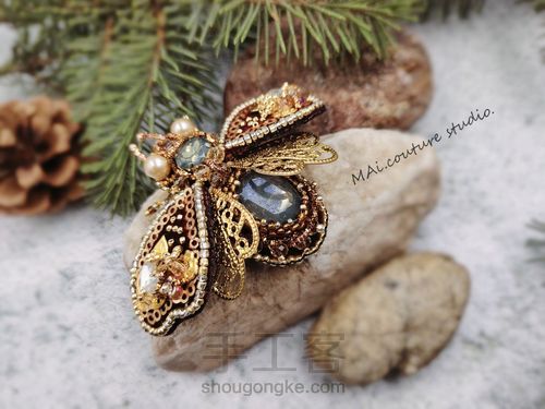 【原创】教程详解🐝立体珠绣昆虫胸针 第1步