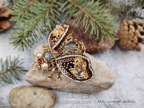 【原创】教程详解🐝立体珠绣昆虫胸针 第26步