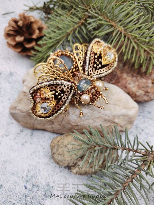 【原创】教程详解🐝立体珠绣昆虫胸针 第27步