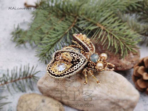 【原创】教程详解🐝立体珠绣昆虫胸针 第28步