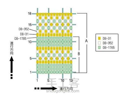 米珠拼色手镯编织方法（miyuki米珠） 第2步