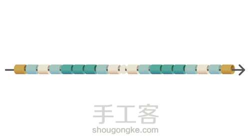 米珠手镯编织方法及走线图 第2步