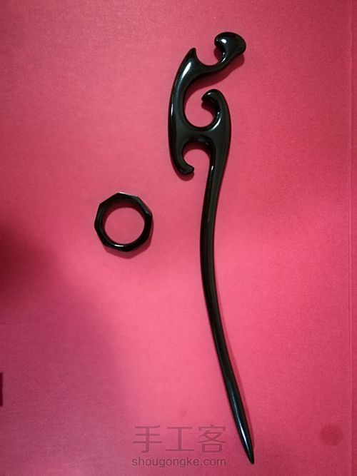 如意发簪+棱面指环,材质依然是水牛角 第9步