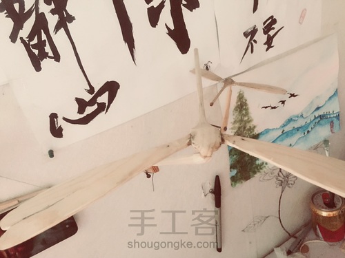 竹蜻蜓 蜻蜓点水平衡竹蜻蜓 DIY木艺 第19步