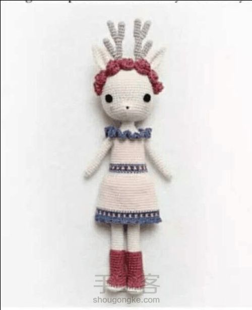 小鹿女孩钩针玩偶图解来了关注我主页还有更多钩针玩偶图解免费送 第1步