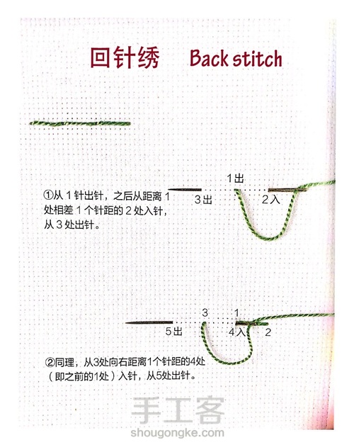 学会这七种针法，拿下简单植物刺绣 第2步