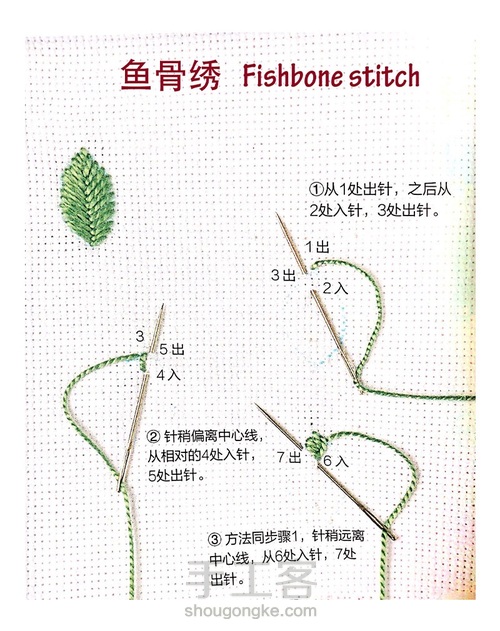 学会这七种针法，拿下简单植物刺绣 第6步