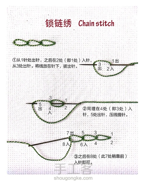 学会这七种针法，拿下简单植物刺绣 第4步