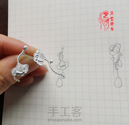 梦想照进现实,制作独一无二的梅花纯银宝石耳坠 第24步