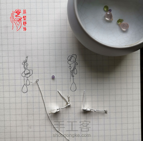 梦想照进现实,制作独一无二的梅花纯银宝石耳坠 第25步