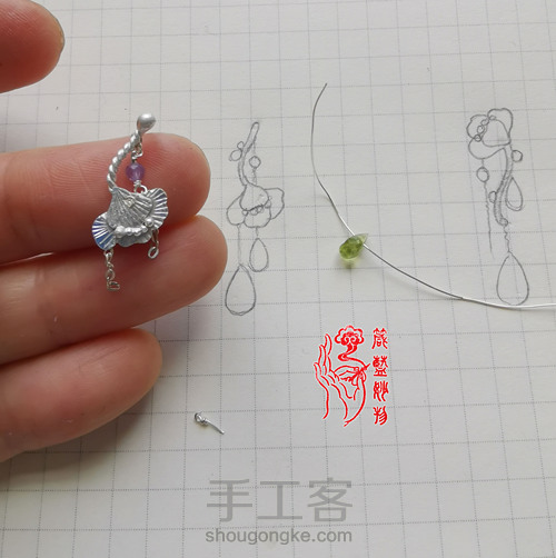 梦想照进现实,制作独一无二的梅花纯银宝石耳坠 第30步