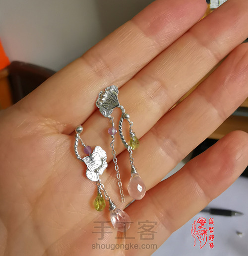 梦想照进现实,制作独一无二的梅花纯银宝石耳坠 第39步