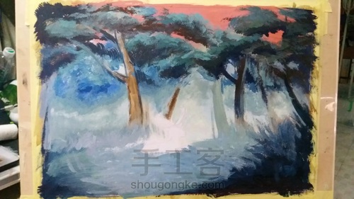 【水粉画】——风景 第4步