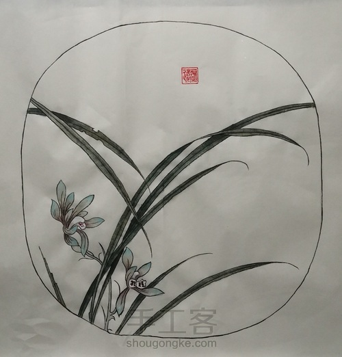 【国画】——《工笔兰花》 第2步