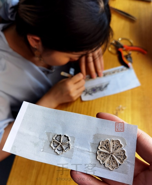 【花丝镶嵌】花见溪初级课程学员毕业作品—鹤翔九皋 第2步