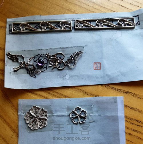 【花丝镶嵌】花见溪初级课程学员毕业作品—鹤翔九皋 第3步