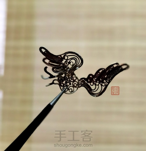 【花丝镶嵌】花见溪初级课程学员毕业作品—鹤翔九皋 第7步
