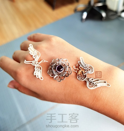 【花丝镶嵌】花见溪初级课程学员毕业作品—鹤翔九皋 第8步