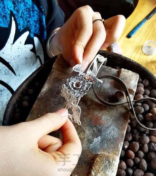 【花丝镶嵌】花见溪初级课程学员毕业作品—鹤翔九皋 第12步