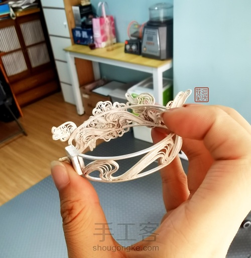 【花丝镶嵌】花见溪初级课程学员毕业作品—鹤翔九皋 第16步