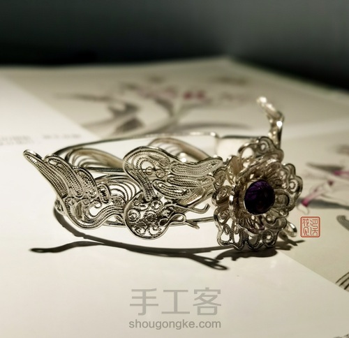 【花丝镶嵌】花见溪初级课程学员毕业作品—鹤翔九皋 第19步