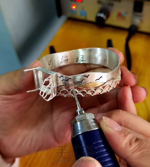 【创意金工】花见溪金工基础多色设计综合创意立体镶嵌手镯 第7步