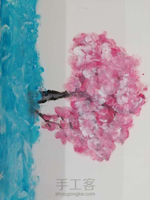 超简单又美丽的儿童手指画，樱花树😘😘 第15步