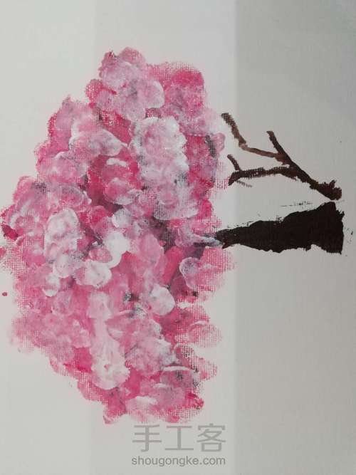 超简单又美丽的儿童手指画，樱花树😘😘 第6步