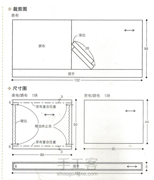 十个新手小白手工包（四）抽褶手提小包 第1步