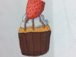草莓蛋糕马克笔绘画