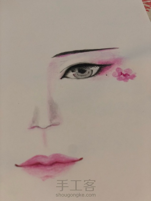 桃花姬 手绘 第3步