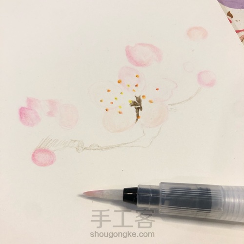 桃之夭夭 彩铅 第2步