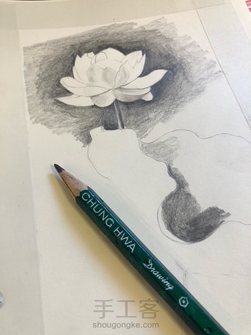 墨荷 素描 第1步