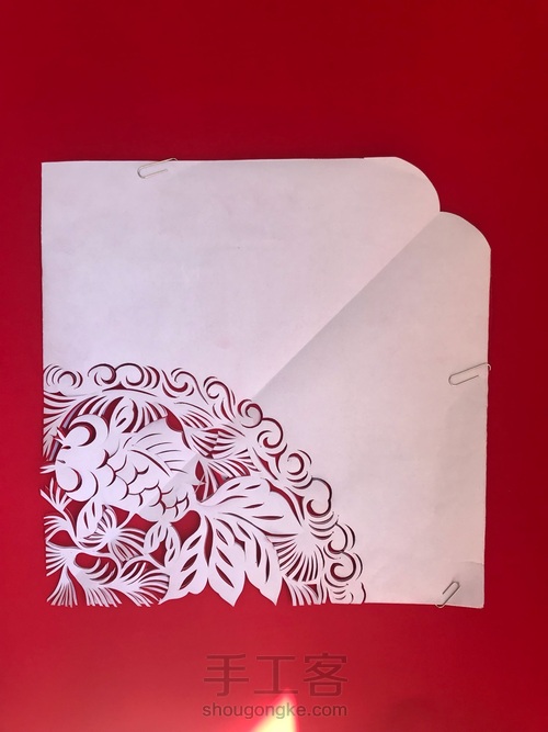 无稿剪纸——百年好合,金玉满堂 第3步