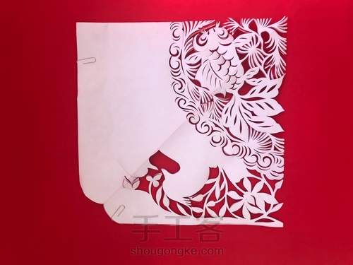 无稿剪纸——百年好合,金玉满堂 第4步