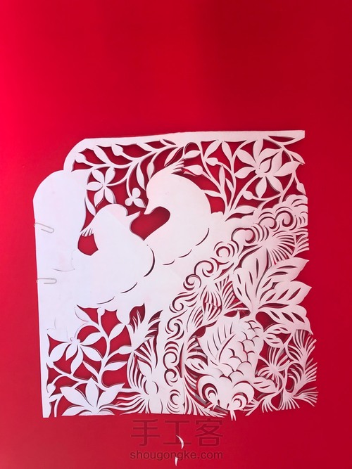 无稿剪纸——百年好合,金玉满堂 第5步