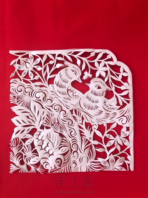 无稿剪纸——百年好合,金玉满堂 第6步