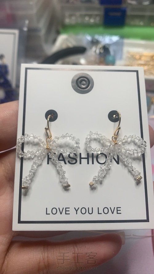 手工绕线蝴蝶结耳环教程 第8步