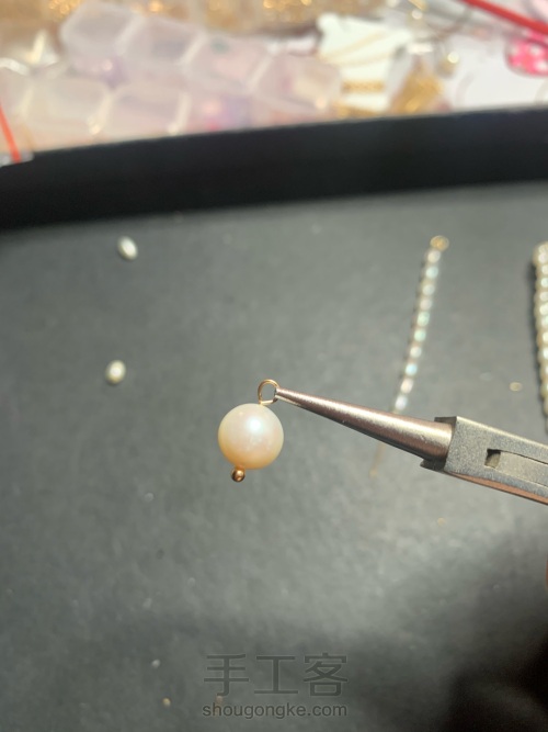 原创手工珍珠不对称耳环教程 第10步