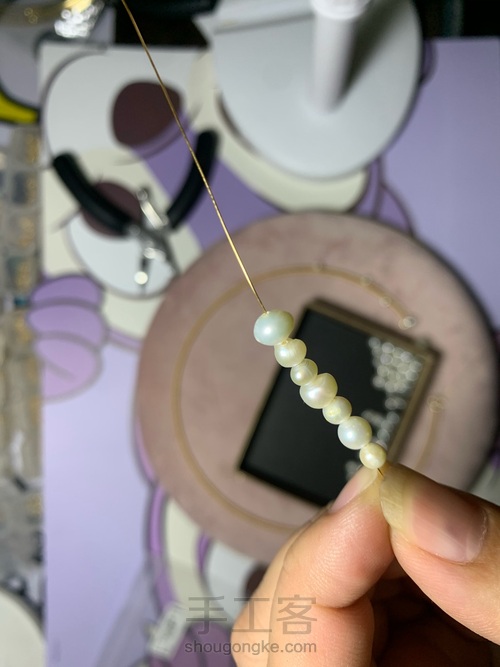 手工绕线珍珠项圈学着做 第16步