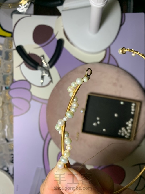 手工绕线珍珠项圈学着做 第17步