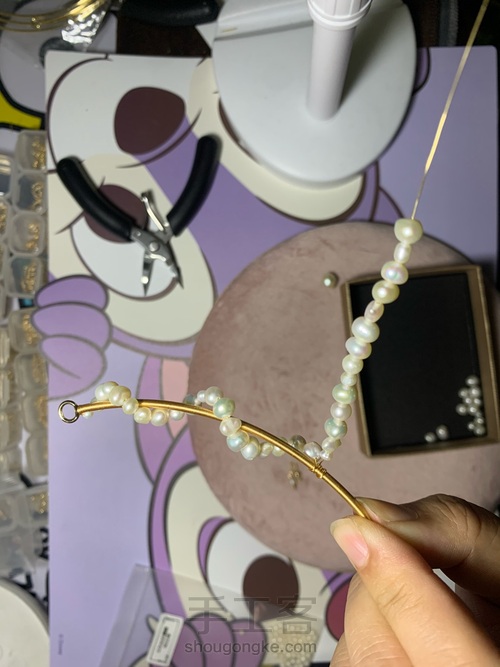 手工绕线珍珠项圈学着做 第18步