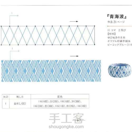 刺绣戒指海波青 第1步