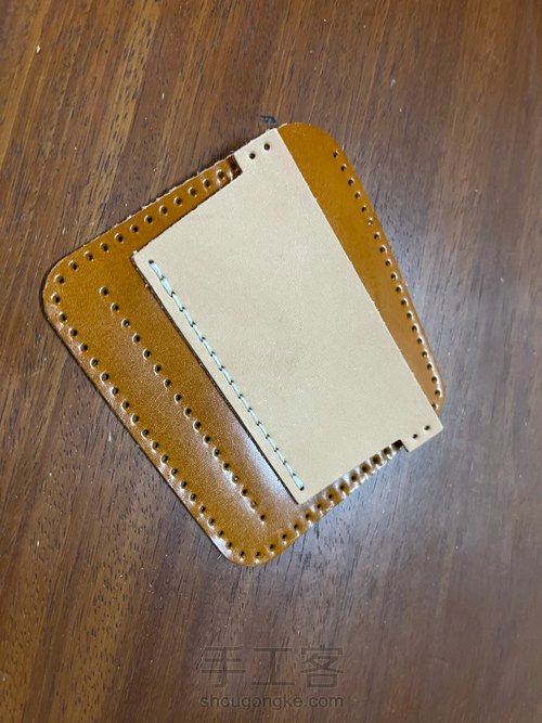 经典日式短夹付零钱袋制作教程｜融本皮革 第3步
